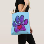 Tote Bag Aquarelle de dessin Amoureux des chiens bleu et vi (De près)