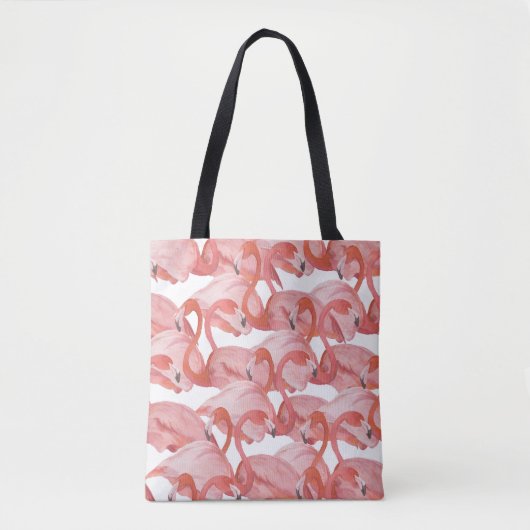 Tote Bag Aquarelle de Flamant rose : Motif transparent (Devant)