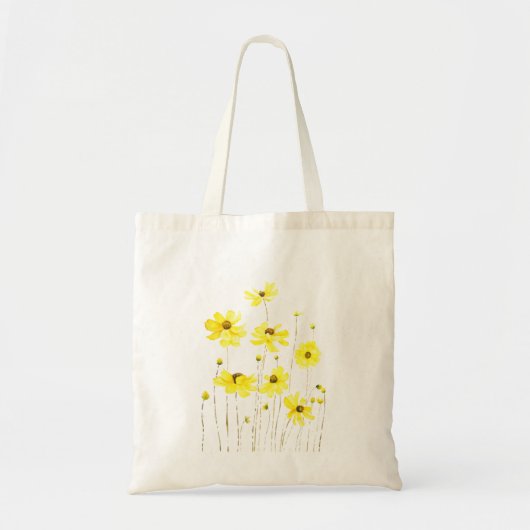 Tote Bag aquarelle de fleur cosmos jaune (Devant)