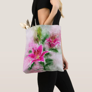 Tote Bag Aquarelle de fleur de Stargazer Lily - wb 02
