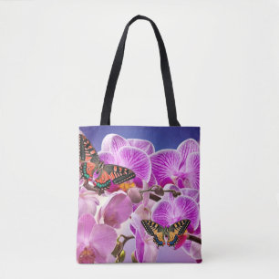 Tote Bag Aquarelle de fleur d'orchidée rose violet