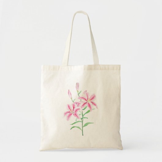 Tote Bag aquarelle de fleur rose (Devant)