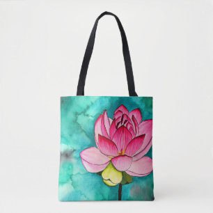 Tote Bag Aquarelle de fleurs roses
