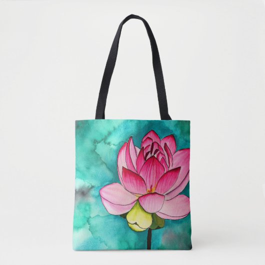 Tote Bag Aquarelle de fleurs roses (Devant)