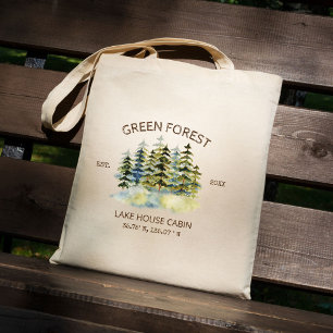 Tote Bag Aquarelle de forêt verte brumeuse vintage