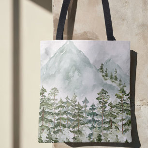 Tote Bag Aquarelle de la forêt et de la montagne