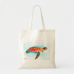 Tote Bag Aquarelle de mer de reptile de tortue de mer orang