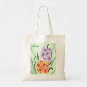 Tote Bag Aquarelle de monogramme violet orange d'Hyacinthe