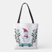 Tote Bag Aquarelle de Noël Snowman Custom (Dos)