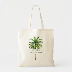 Tote Bag Aquarelle de palmier de Bridesmaid Élégante et mod