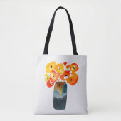 Tote Bag Aquarelle de pavot orange et rouge (Devant)