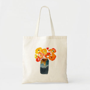 Tote Bag Aquarelle de pavot orange et rouge