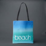 Tote Bag Aquarelle de plage Ocean Blue Green<br><div class="desc">Cette conception de plage présente du texte en relief sur un arrière - plan bleu et vert de l'océan aquarelle. Cliquez sur le bouton personnaliser pour obtenir des options de modification ou d'ajout de texte ! Des variantes de ce design, des couleurs supplémentaires, ainsi que des produits de coordination sont...</div>