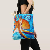 Tote Bag Aquarelle de poulpe sous l'art marin (De près)