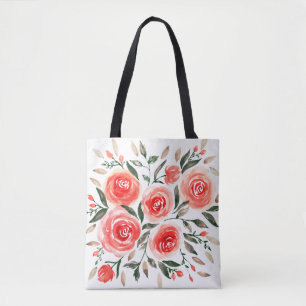 Tote Bag Aquarelle de rose féminin Illustration florale