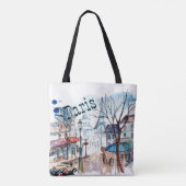 Tote Bag Aquarelle de scène de rue de Paris (Dos)