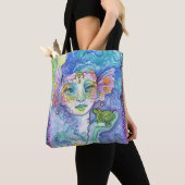 Tote Bag Aquarelle de sirène et d'imaginaire de grenouille (De près)