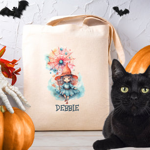 Tote Bag Aquarelle de sorcière rose mignonne personnalisée