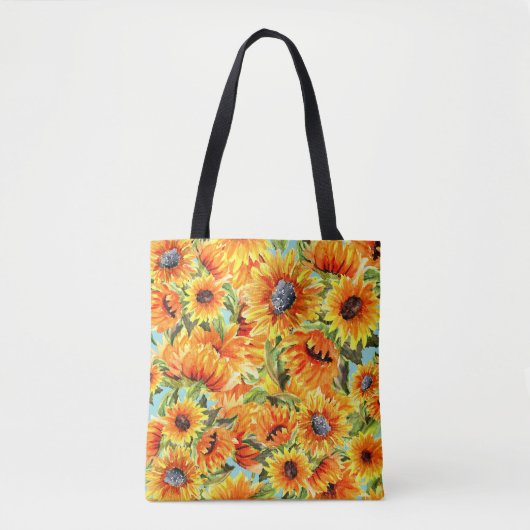 Tote Bag Aquarelle de tournesol : Illustration transparente (Devant)