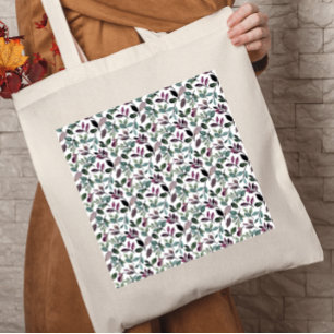 Tote Bag Aquarelle de verdure fleurie Motif sans couture