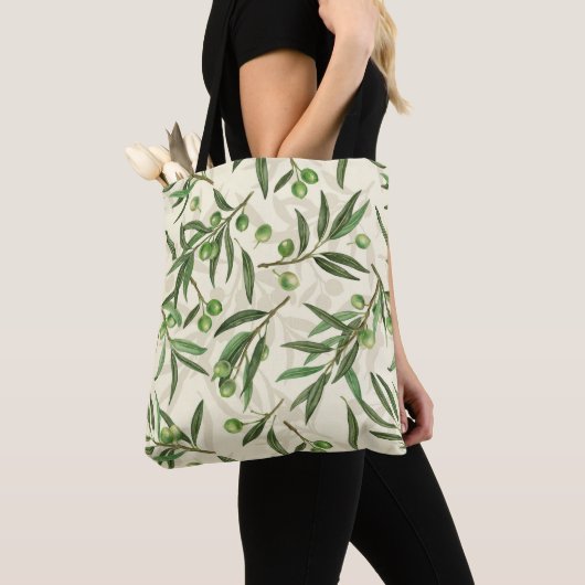 Tote Bag Aquarelle des branches d'olive (De près)