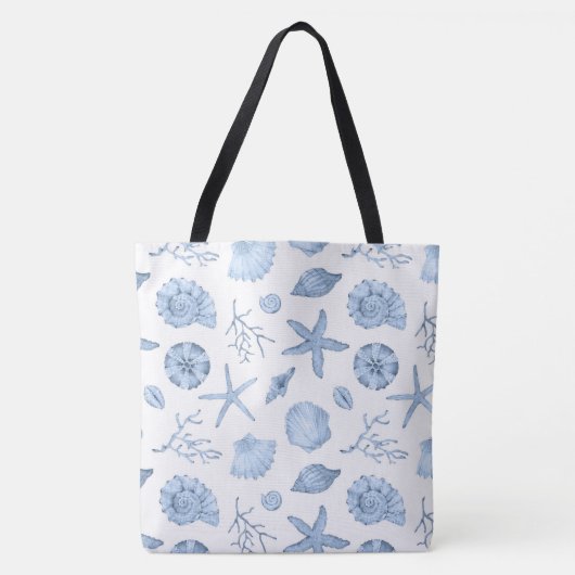 Tote Bag Aquarelle des coques bleues (Devant)