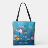 Tote Bag Aquarelle Dolphin Cute Personnalisée (Dos)