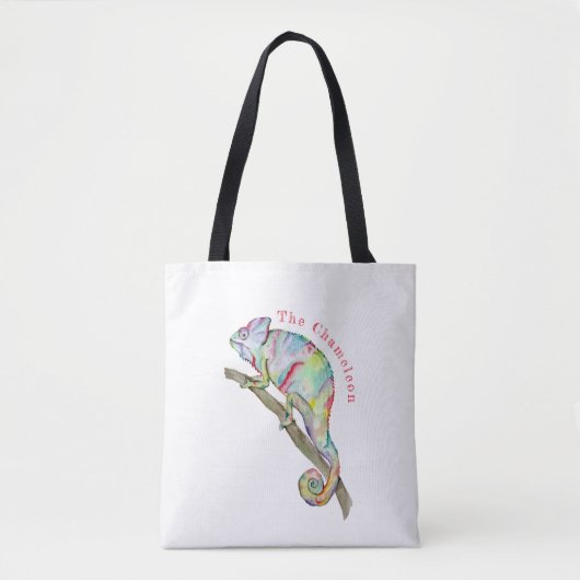 Tote Bag Aquarelle drôle caméléon (Devant)