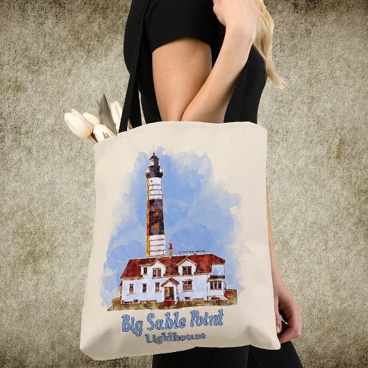 Tote Bag Aquarelle du phare de Big Sable Point - Michigan