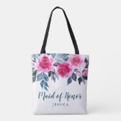 Tote Bag Aquarelle Élégante Florale Maid Of Honor (Dos)