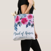 Tote Bag Aquarelle Élégante Florale Maid Of Honor (De près)