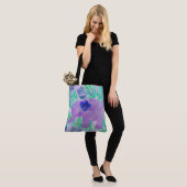 Tote Bag Aquarelle Elephant Jungle Monstera Feuille Monogra (Sur le modèle)