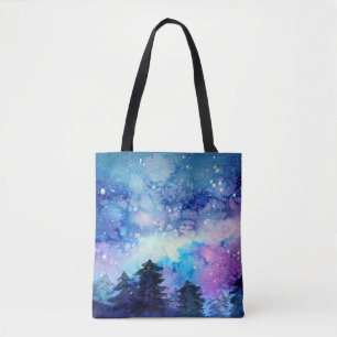 Tote Bag Aquarelle Espace Art : Ciel de nuit