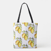 Tote Bag Aquarelle et Motif citrons d'encre (Dos)