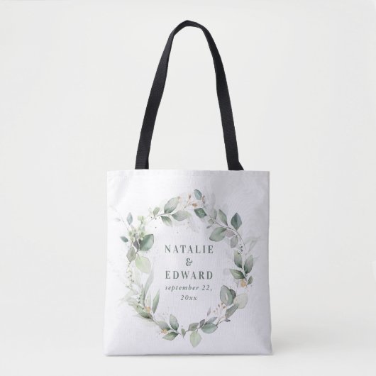 Tote Bag Aquarelle eucalyptus élégante fête de mariage (Devant)