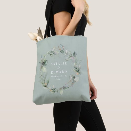 Tote Bag Aquarelle eucalyptus élégante fête de mariage (De près)