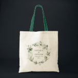Tote Bag Aquarelle eucalyptus élégante fête de mariage<br><div class="desc">Aquarelle eucalyptus élégant mariage vert pour les biscuits. Partie d'une suite mariage complète</div>