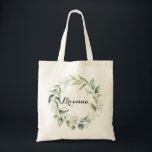 Tote Bag Aquarelle Eucalyptus Élevez-la-servante<br><div class="desc">Ce sac fourre-tout de femme de chambre vert d'eucalyptus aquarelle est le cadeau mariage parfait pour présenter vos demoiselles d'honneur et votre femme de chambre d'honneur pour un mariage rustique. Cette conception artistique présente un feuillage vert d'eucalyptus dessiné à la main,  aquarelle,  inspirant la beauté naturelle.</div>