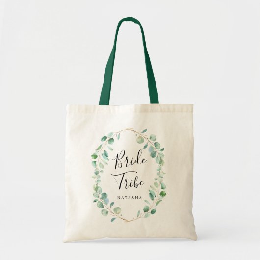 Tote Bag Aquarelle Eucalyptus Tribe de mariée verte (Devant)