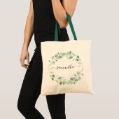 Tote Bag Aquarelle Eucalyptus Vert Personnalisé (Devant (produit))