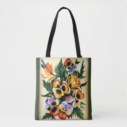 Tote Bag Aquarelle exotique Panneaux multicolores (Devant)
