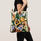 Tote Bag Aquarelle exotique Panneaux multicolores (De près)