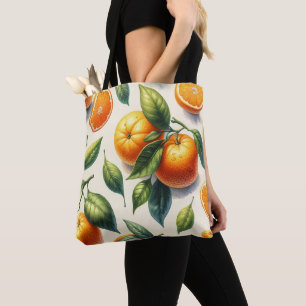 Tote Bag Aquarelle Feuilles d'Orange Citronnées Mariage