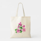 Tote Bag Aquarelle fleur rose avec votre initiale. (Dos)