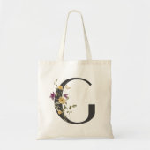 Tote Bag Aquarelle Fleur sauvage Bridesmaid initiale "G" (Devant)