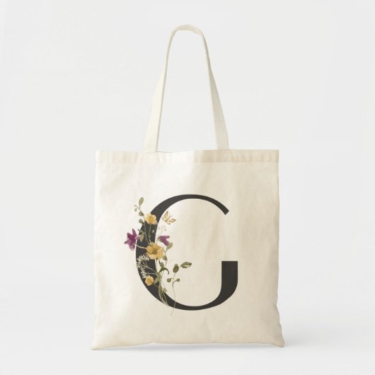 Tote Bag Aquarelle Fleur sauvage Bridesmaid initiale "G" (Devant)