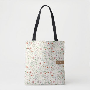 Tote Bag Aquarelle fleur sauvage mignonne nom élégant