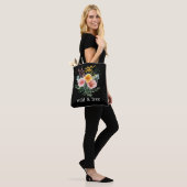 Tote Bag Aquarelle Fleur sauvage rose jaune sauvage et libr (Sur le modèle)
