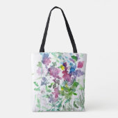 Tote Bag Aquarelle fleur sauvage rouge bleu rose (Dos)