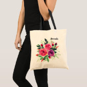 Tote Bag Aquarelle fleurie couronnes roses (Devant (produit))